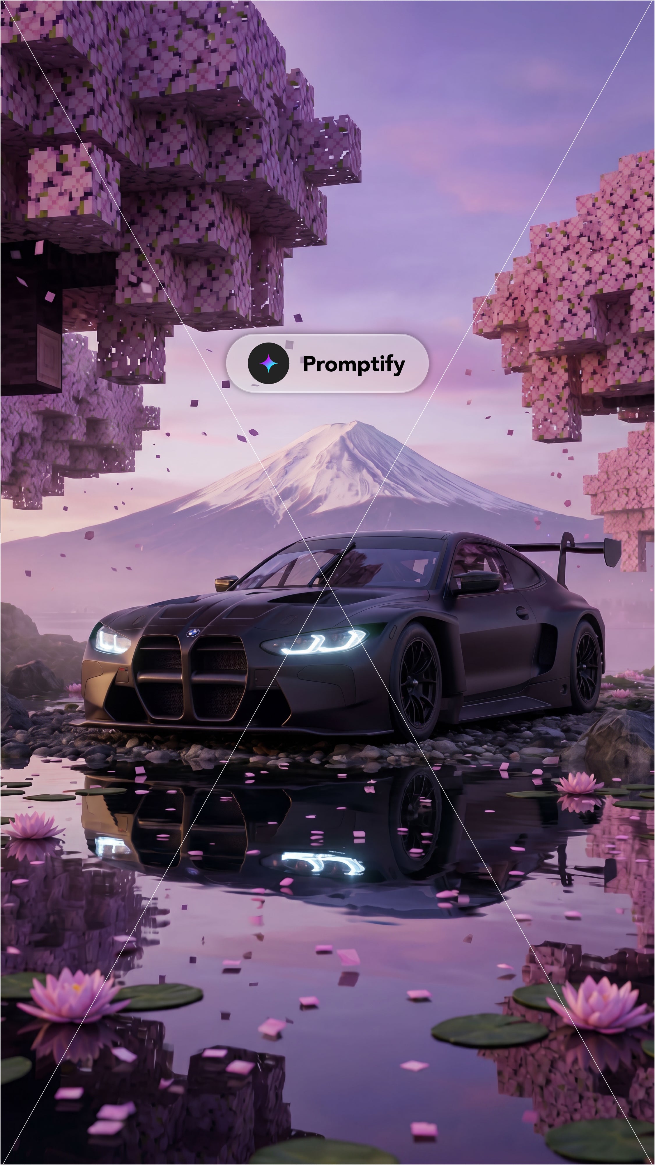 Dark Sport Car Mt. Fuji – Mobile Wallpaper